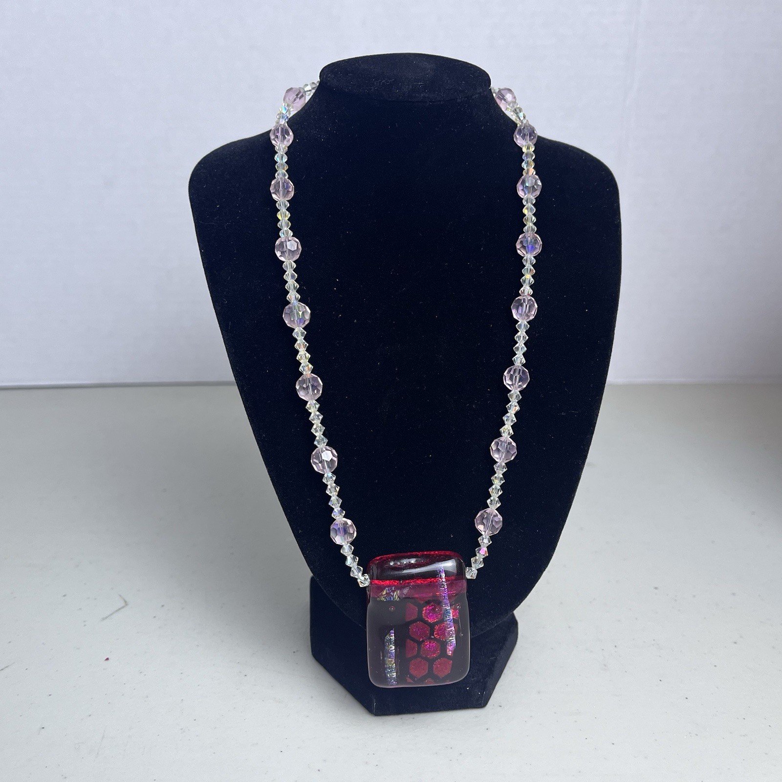 Artisan Signed Dichroic Glass Rectangle Pendant N… - image 4