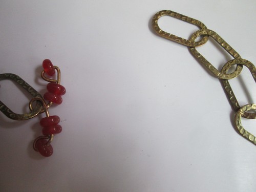 Boho Edelstein Halskette & Ohrringe orange rot Achat Steine Messing Kette Metall - Bild 8 von 9