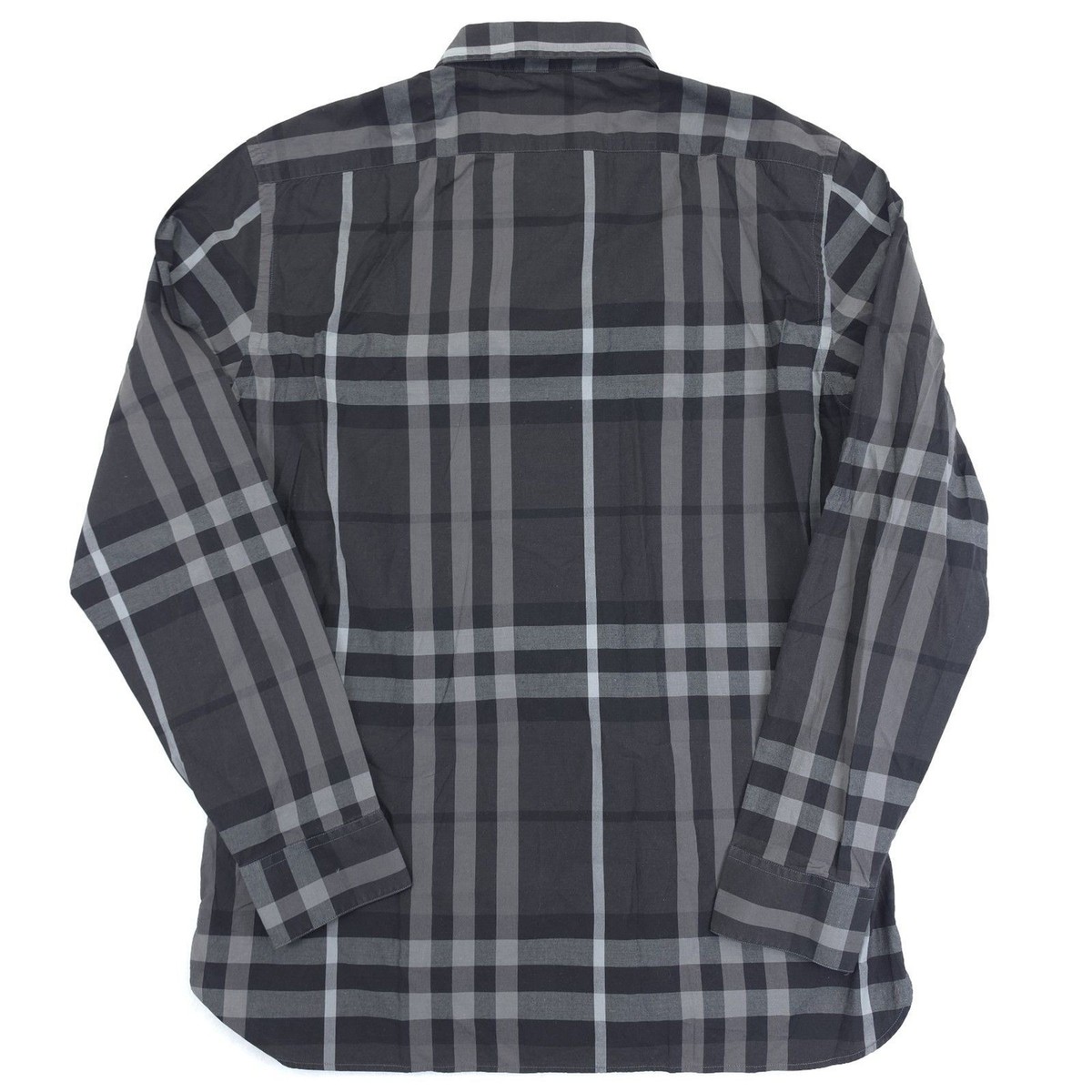 Burberry London Treyforth Charcoal Grey Beat Nova Check Shirt Mens