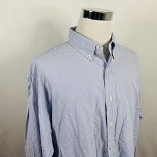 Polo Ralph Lauren 2XL Vintage Blake Two Ply Cotton Shirt Blue White Plaid Casual