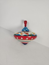 Vintage Ohio Art Tin Litho Pump Spinning Top Chidren Wagon Stars