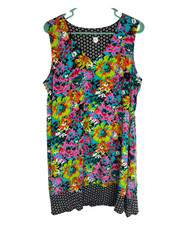 V-Neck Sleeveless Knee Length Dress in Bright Floral Print - Multi