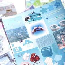 Glittering Sand DIY Scrapbook Sticker Precutted Adhesive Journal Labels