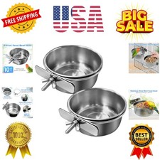 Bird Feeding Dish Cups Parrot Food Bowl Clamp Holder Coop Cup, 2PCS Bird Cage...
