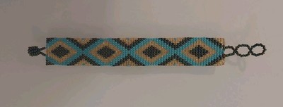 Native American Seed Bead Adjustable Bracelet Southwestern Geometric Design