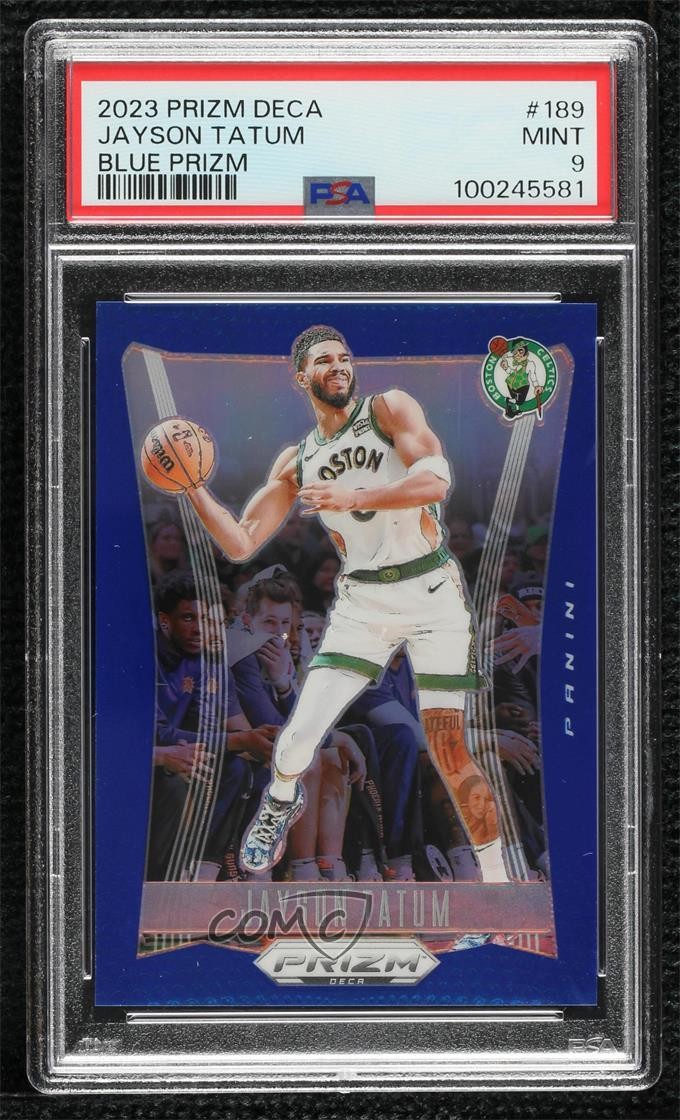 2023-24 Panini Prizm Deca Blue Prizm 141/149 Jayson Tatum #189 PSA 9 MINT 5i3