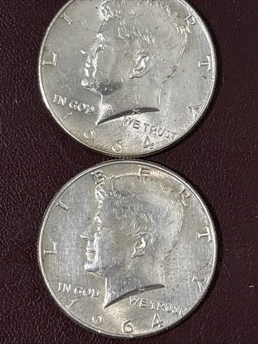 1964 silver kennedy half dollars Brilliant 2 Coins
