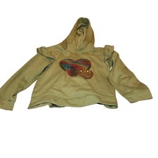 My Destiny Size 4T Kids Girls Green Ruffle Sleeve Heart Sequin Hoodie.