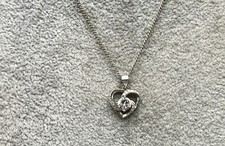 Sterling Silver, CZ Heart Pendant Necklace