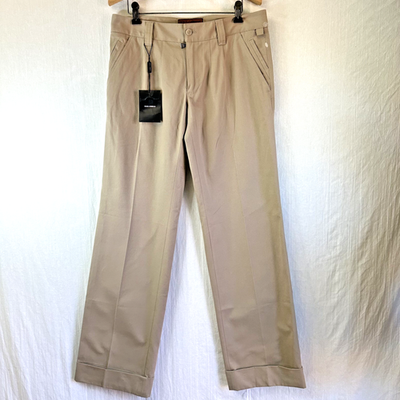 khaki cigarette pants Dolce & Gabbana Cigarette Women's Khaki Flare Rolled Cotton Pants Sz 48/12