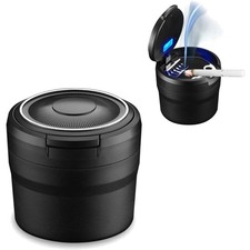Auto-Aschenbecher, tragbar, LED, abnehmbar, Klappdeckel, Schwarz, leicht
