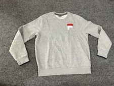 Fila Sweatshirt Mens Large Gray Crewneck Pullover Chest Logo Fleece Athletic