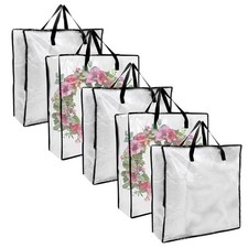 5 Pack Moving Bags, Wreath Storage Bag, Garland Container, Clear Storage Bags...