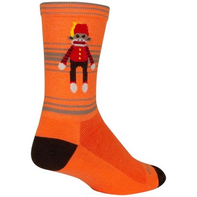 SockGuy Funky Monkey Crew Socks - 6 inch, Orange/Red/Brown, L/XL CRFUNKYMONKEY L