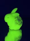🟢 VTG Fenton Satin Uranium Flower Easter Rabbit Bunny Frit Paint Lisa Westbrook