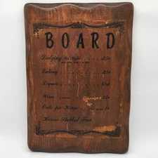 Vtg Wooden "Board" Mancave Sign Advertising Lodging, Meals, Liquor, Horse Stable