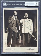 Louis Armstrong & George Washington Signed 8x10 Photo Beckett Encapsulated NICE