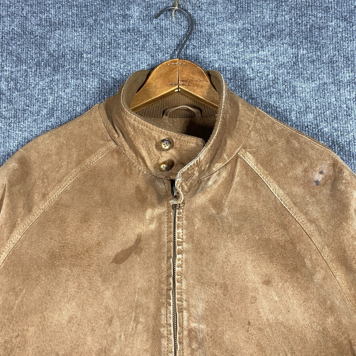 VINTAGE Orvis Suede Leather Bomber Jacket Mens Size Large Flannel