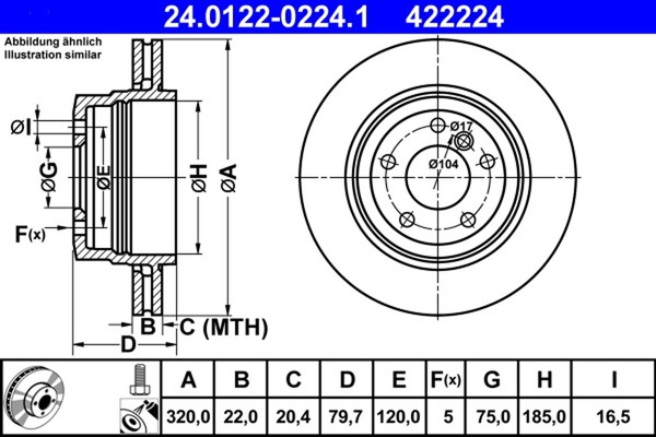 2X Bremsscheibe ATE 24.0122-0224.1 FüR BMW X3 E83 Xdrive-image
