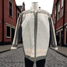 Handmade Embroidered Quilted Jacket Boho Folk Art Vintage Ethnic M L Open Front