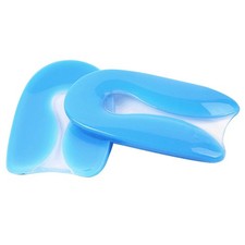 1Pair Blue Silicone U-Shaped Heel Cups Plantar Fasciitis Insert Large,