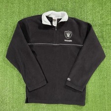 Y2K Oakland Raiders Fleece 1/4 Jacket Black Sz YOUTH L NFL Football Classic Boys
