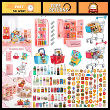 164Pcs Mini Shopping Cart Set - Metal Handcart, Dollhouse Grocery Accessories, P