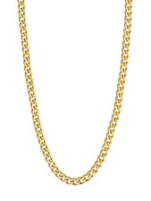 28 Inch Gold Plated Necklace 3mm Diamond Cut Cuban Link Chain for Men Women