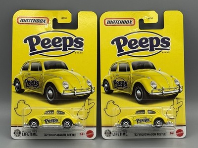 Set Of 2 Matchbox 1962 Volkswagen Beetle Peeps Brand Special Easter Edition 14+