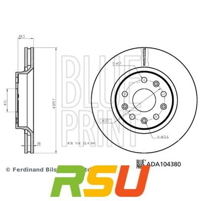 2x Blue Print Bremsscheibe ADA104380 Bremsscheiben-Aussendurchmesser 330 mm