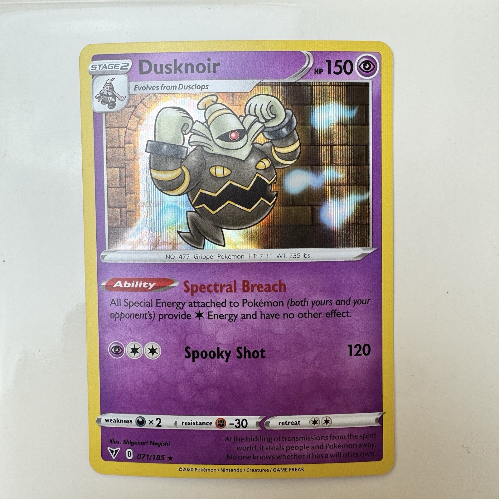 Dusknoir 71/185 Vivid Voltage Holo Holo Rare Pokémon TCG