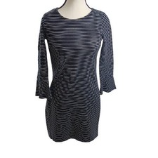 Madewell Dress Womens Black White Striped XS Cotton Blend Bell Sleeve Shift