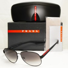 Prada Black Sunglasses Pilot Grey Gradient Sport Rubber PS55QS SPR 55Q DG0-0A7