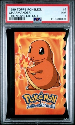 1999 TOPPS POKEMON THE MOVIE DIE-CUT #4 CHARMANDER PSA 7