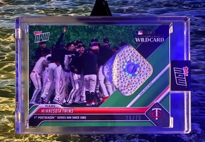 2023 Topps Now 966B Minnesota Twins Postseason Game Used Base Relic Green #26/75
