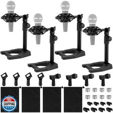 Relaxweex 4 Set Desktop Microphone Stand Adjustable Table Mic Stand with Micr