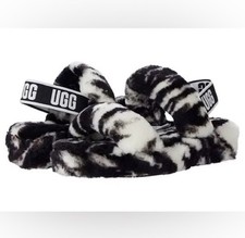 NIB UGG Oh Yeah Sandals Sz 7 Black / White Marble