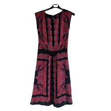 Monsoon Black & Red Dress Women's Size 8 Sleeveless Lined Party Bohemian Casual