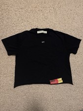 Size S - Off White Cropped Black Stencil Tee