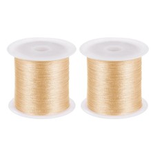 2pcs 0.2mm Nylon Cord Satin Silk Chinese Knot String, Khaki, 328ft