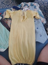 Vintage Baby Dior Layette Gown NB One Piece Yellow White Sheep 0-3