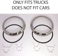 Pair 2 1947-1954 Chevrolet Pickup TRUCK Headlight Trim Ring, O Ring, & Clip Kit