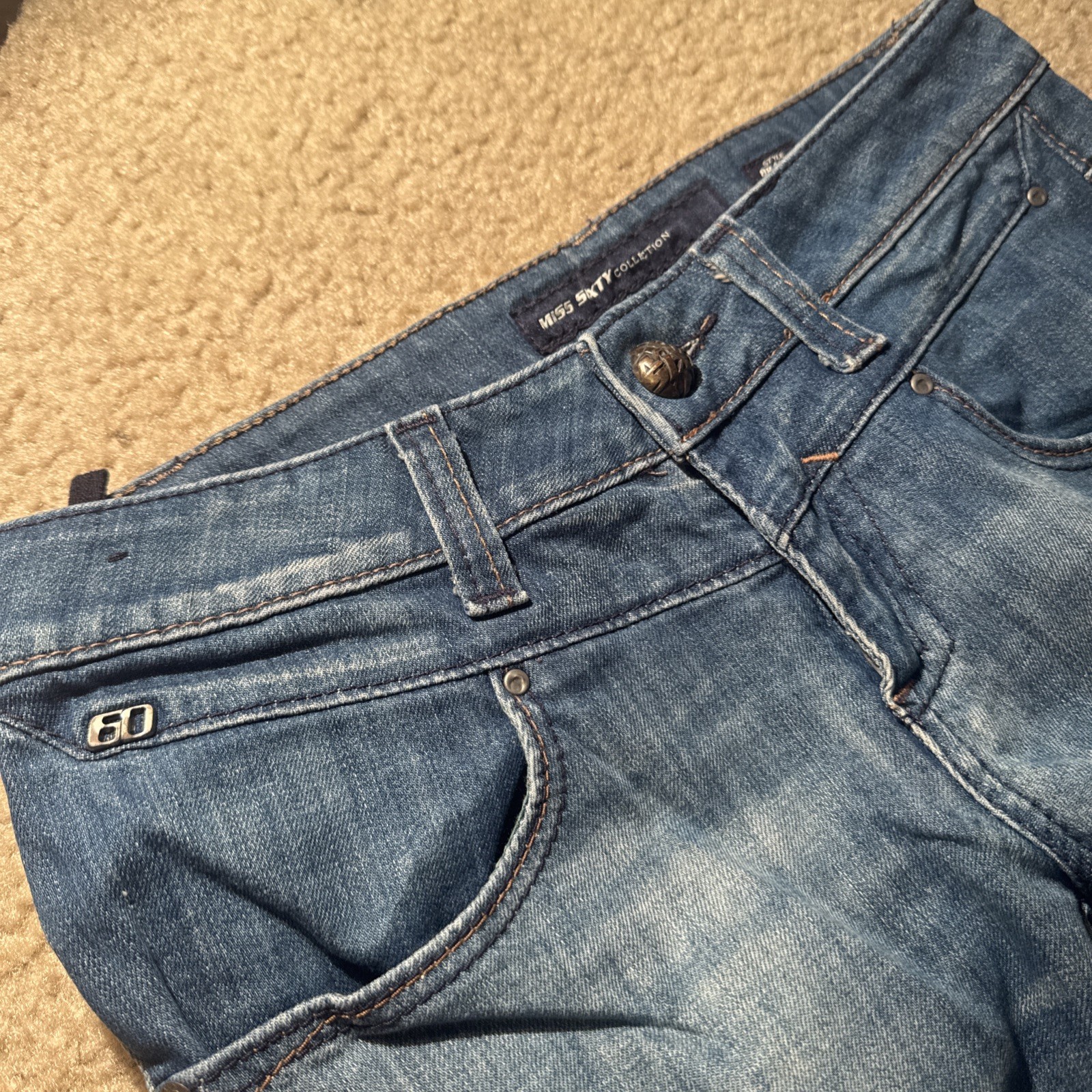 Vintage Y2k Miss 60 Karen Straight Leg Jeans Low Rise Miss Sixty 30 Metal Pins