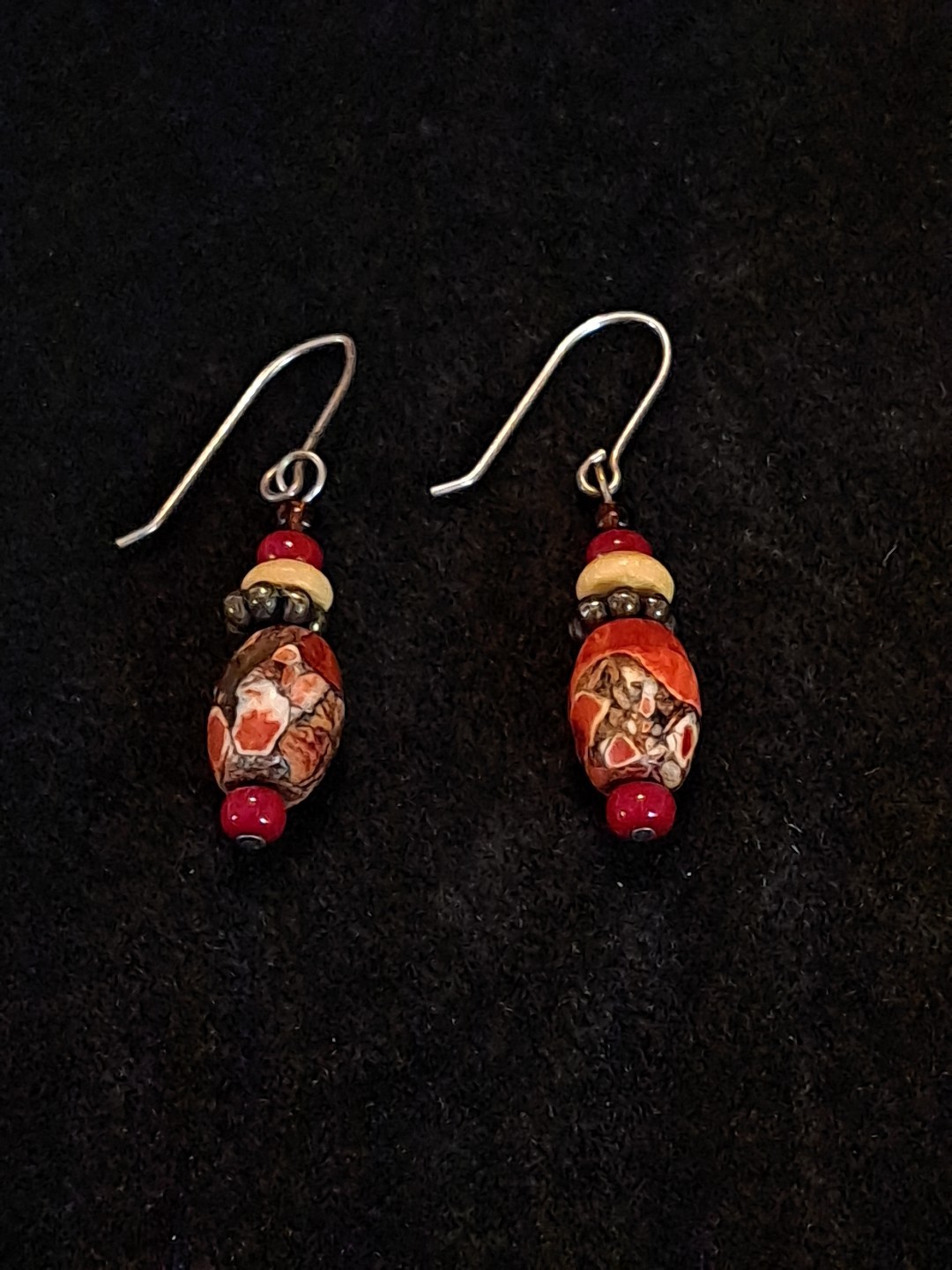 Handmade Multicolor Beaded Fishhook Earrings - image 1