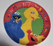 Vintage Sesame Street Zak Kids Melamine Plate 90's Elmo Cookie Monster Big Bird