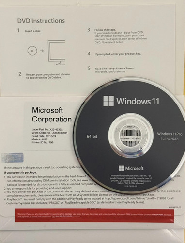 Windows 11 Professional 64Bit DVD + Product Key prezzo ebay