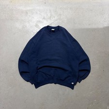 Russell Athletic Sweatshirt Mens L Navy Blue Crewneck V-Stitch Made in USA Blank