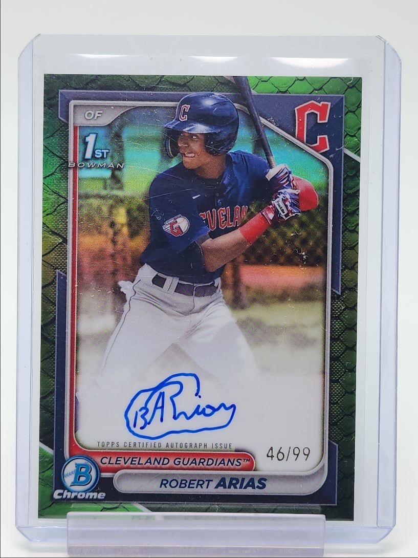 ROBERT ARIAS 2024 BOWMAN CHROME 1ST GREEN REPTILIAN AUTO /99 Q2754