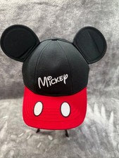 Disney World Mickey Mouse Black Red Adjustable Snapback Hat Cap with Ears 