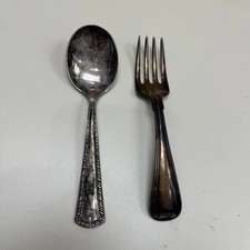 Vintage Sterling Silver Baby Spoon  Fork